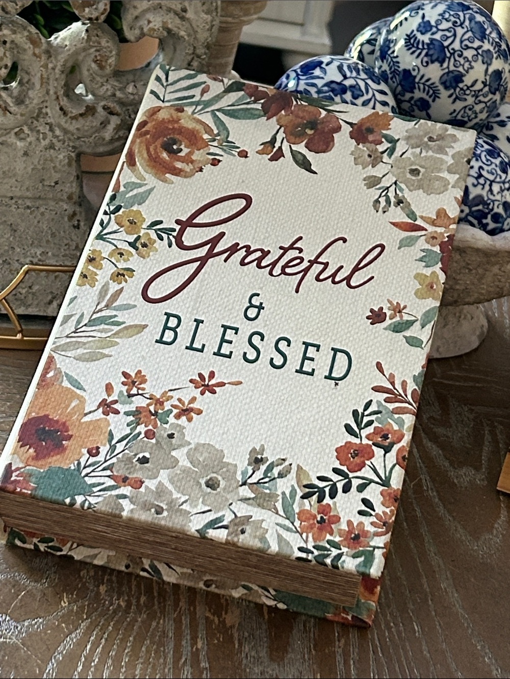 NEW! Vintage Inspired Fall Harvest Floral Faux Book Magnetic Wood Storage Box